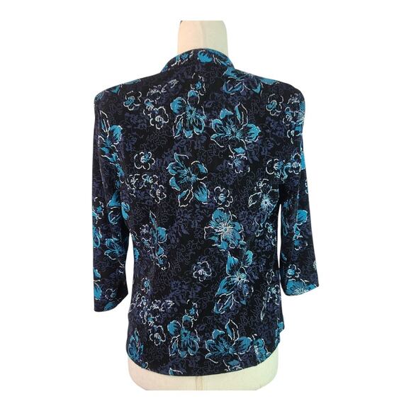 Alex Evenings Black Blue Lavender Silver 2 Piece Tank Top Shirt Set Small Petite - Picture 4 of 5